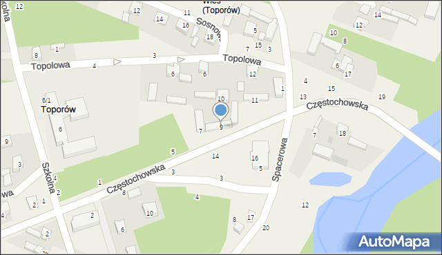 Toporów, Częstochowska, 9, mapa Toporów