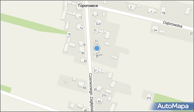 Toporowice, Czerwonego Zagłębia, 35, mapa Toporowice