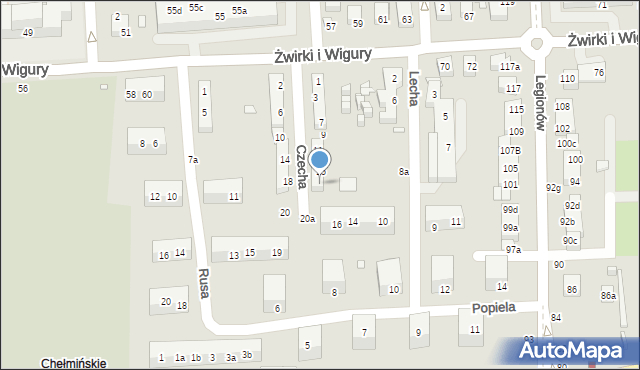 Toruń, Czecha, 17, mapa Torunia