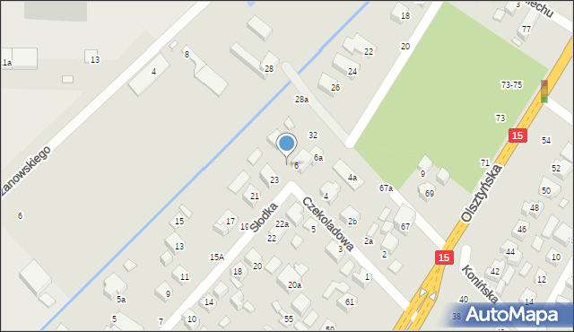Toruń, Czekoladowa, 6B, mapa Torunia