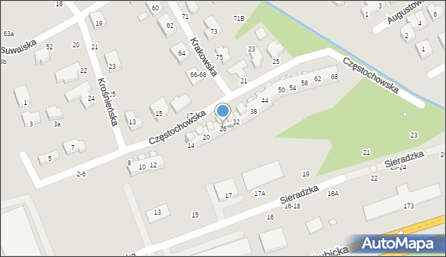 Toruń, Częstochowska, 26, mapa Torunia