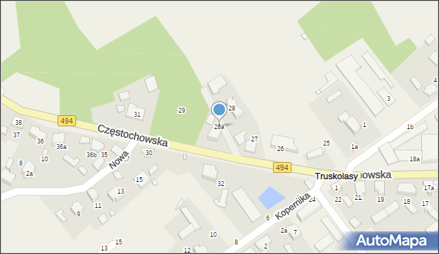 Truskolasy, Częstochowska, 28a, mapa Truskolasy