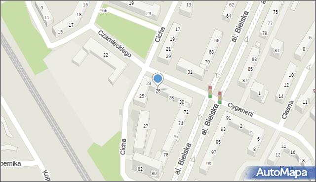 Tychy, Czarnieckiego Stefana, hetm., 26, mapa Tychów
