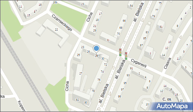 Tychy, Czarnieckiego Stefana, hetm., 28, mapa Tychów