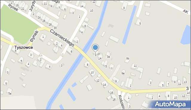 Tyszowce, Czarnieckiego Stefana, hetm., 1, mapa Tyszowce