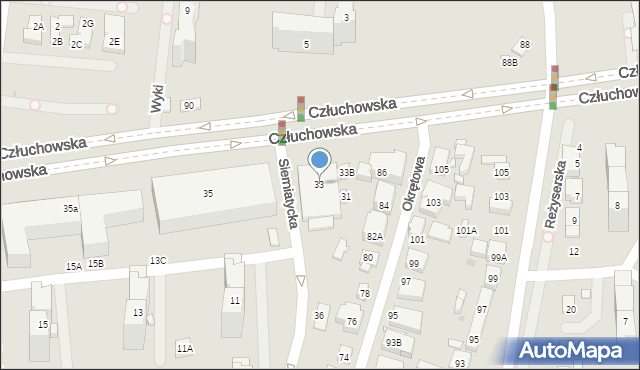 Warszawa, Człuchowska, 33, mapa Warszawy