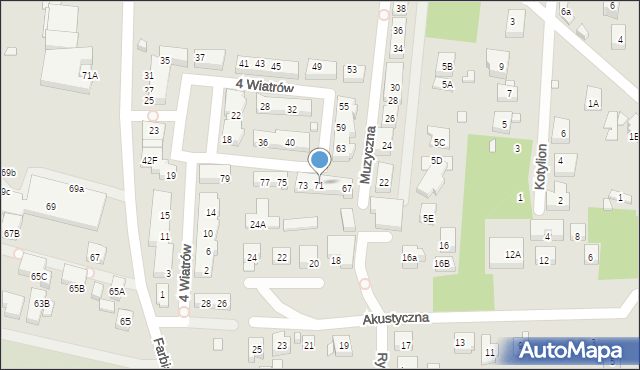 Warszawa, Czterech Wiatrów, 71, mapa Warszawy