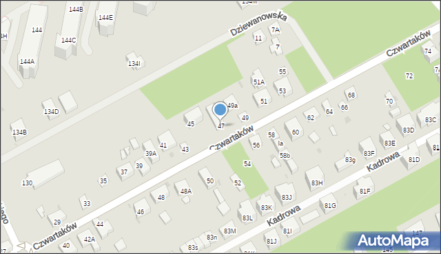 Warszawa, Czwartaków, 47, mapa Warszawy