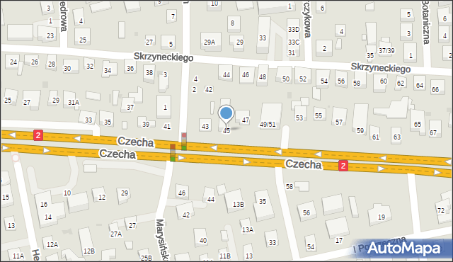 Warszawa, Czecha Bronisława, 45, mapa Warszawy