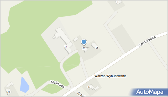 Warzno, Czeczewska, 20, mapa Warzno