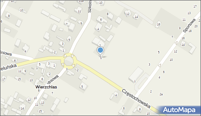 Wierzchlas, Częstochowska, 1, mapa Wierzchlas