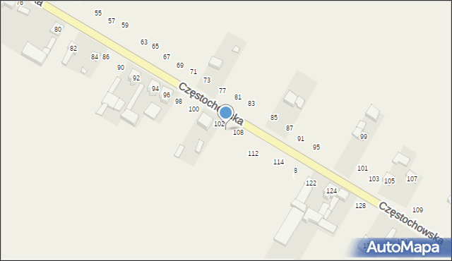 Wierzchlas, Częstochowska, 106, mapa Wierzchlas