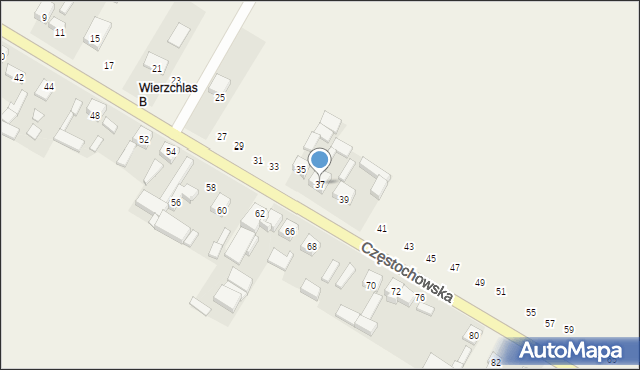 Wierzchlas, Częstochowska, 37, mapa Wierzchlas