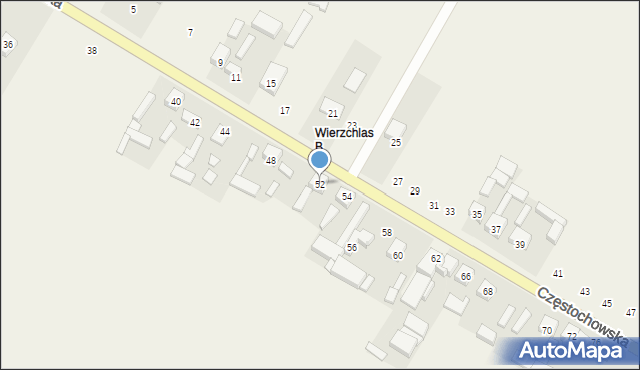 Wierzchlas, Częstochowska, 52, mapa Wierzchlas