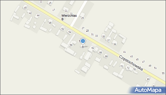 Wierzchlas, Częstochowska, 60, mapa Wierzchlas