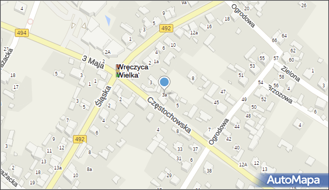 Wręczyca Wielka, Częstochowska, 3a, mapa Wręczyca Wielka