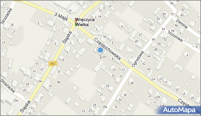 Wręczyca Wielka, Częstochowska, 4, mapa Wręczyca Wielka