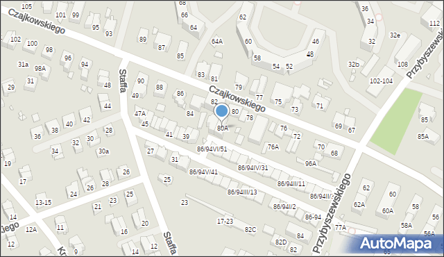 Wrocław, Czajkowskiego Piotra, 80A, mapa Wrocławia