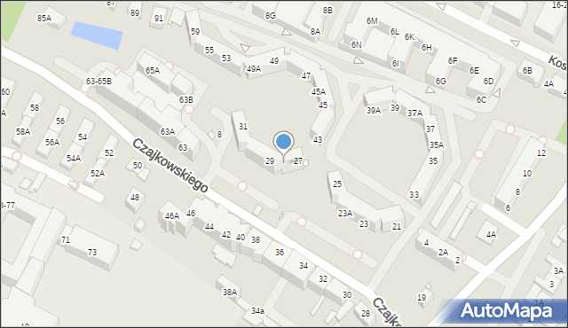 Wrocław, Czajkowskiego Piotra, 27A, mapa Wrocławia