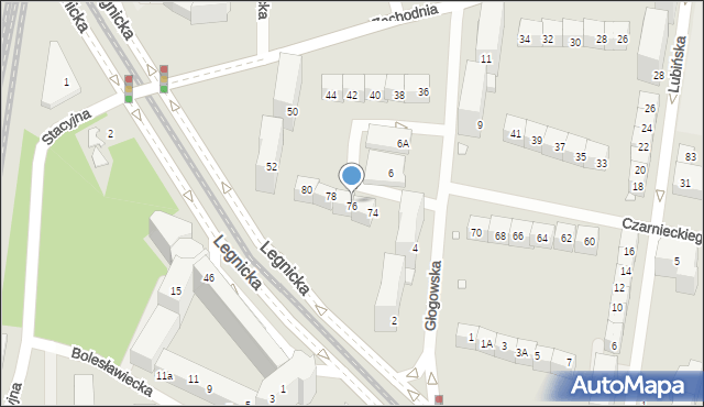 Wrocław, Czarnieckiego Stefana, hetm., 76, mapa Wrocławia