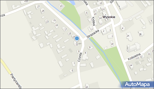 Wysokie, Czysta, 11, mapa Wysokie