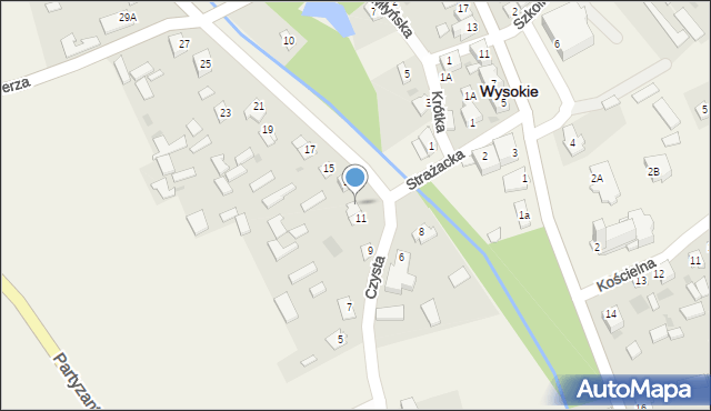 Wysokie, Czysta, 11A, mapa Wysokie