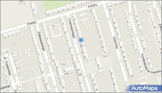 Zabrze, Czarnieckiego Stefana, hetm., 24, mapa Zabrza