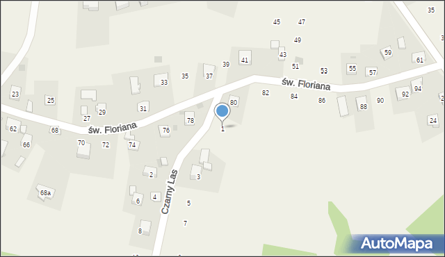 Zakliczyn, Czarny Las, 1, mapa Zakliczyn