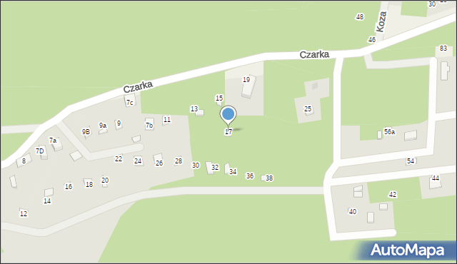 Żarki, Czarka, 17, mapa Żarki