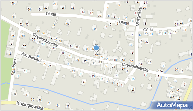 Żarki, Częstochowska, 26, mapa Żarki