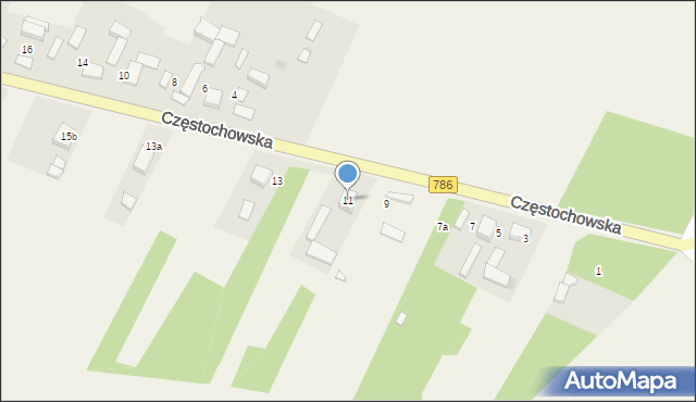 Zawada, Częstochowska, 11, mapa Zawada