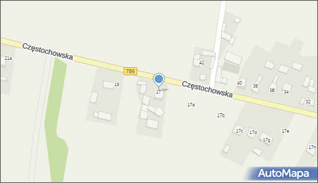 Zawada, Częstochowska, 17, mapa Zawada