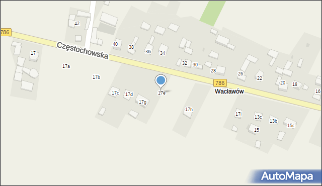 Zawada, Częstochowska, 17e, mapa Zawada