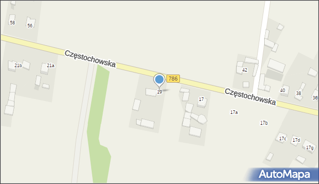 Zawada, Częstochowska, 19, mapa Zawada