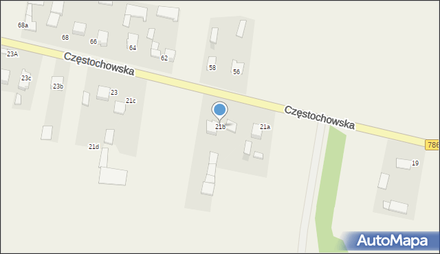 Zawada, Częstochowska, 21b, mapa Zawada