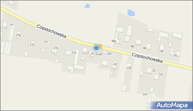 Zawada, Częstochowska, 25c, mapa Zawada