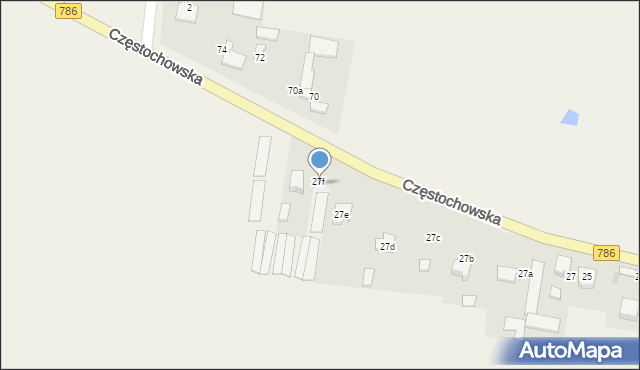Zawada, Częstochowska, 27f, mapa Zawada