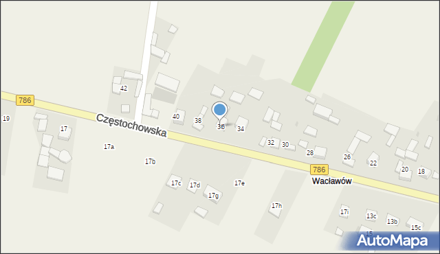 Zawada, Częstochowska, 36, mapa Zawada