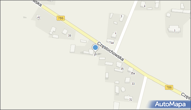 Zawada, Częstochowska, 37, mapa Zawada