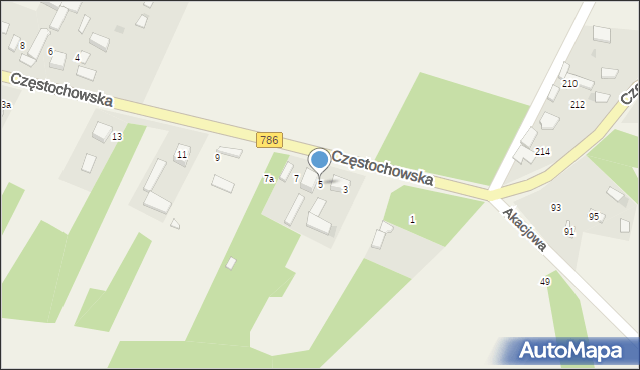 Zawada, Częstochowska, 5, mapa Zawada