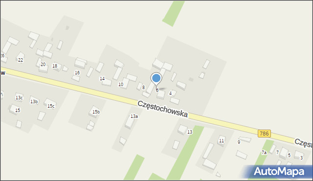 Zawada, Częstochowska, 6, mapa Zawada