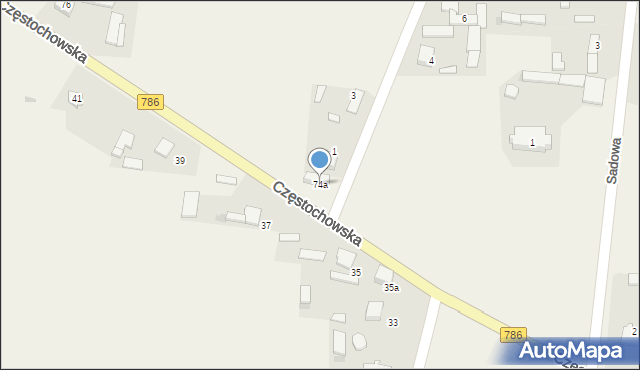 Zawada, Częstochowska, 74a, mapa Zawada