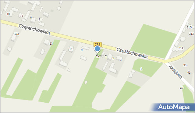 Zawada, Częstochowska, 7a, mapa Zawada