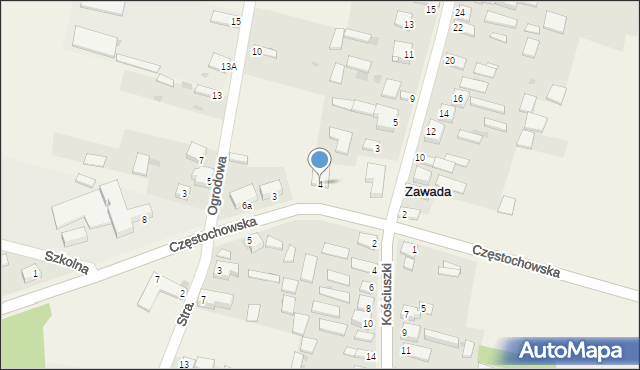 Zawada, Częstochowska, 4, mapa Zawada