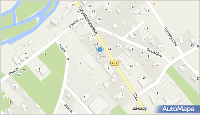 Zawady, Częstochowska, 11, mapa Zawady