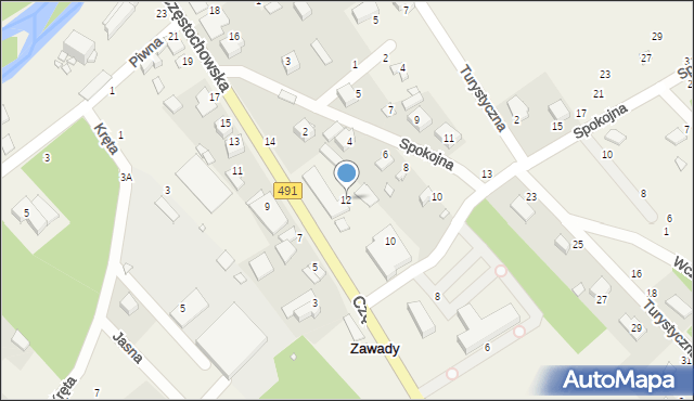 Zawady, Częstochowska, 12, mapa Zawady