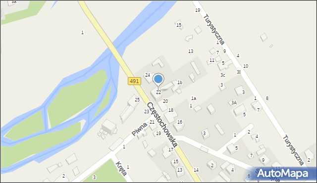 Zawady, Częstochowska, 22, mapa Zawady
