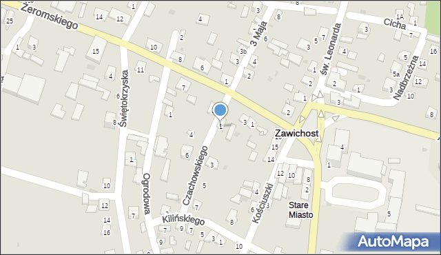 Zawichost, Czachowskiego Dionizego, płk., 1, mapa Zawichost