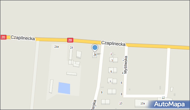 Złocieniec, Czaplinecka, 26, mapa Złocieniec