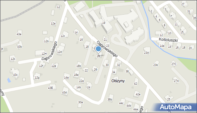 Andrychów, Dąbrowskiego Jarosława, gen., 28, mapa Andrychów